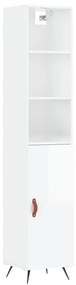vidaXL Ντουλάπι Γυαλ. Λευκό 34,5 x 34 x 180 εκ. από Επεξεργασμένο Ξύλο