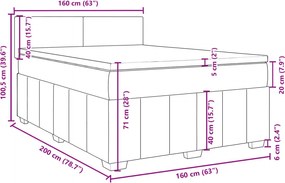 vidaXL Κρεβάτι Boxspring με Στρώμα Taupe 160x200 εκ. Υφασμάτινο