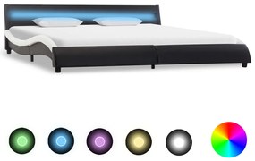 vidaXL Πλαίσιο Κρεβατιού με LED Μαυρόασπρο 180x200 εκ. Συνθετικό Δέρμα