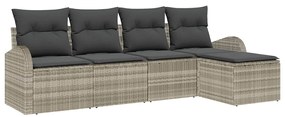 vidaXL Σετ Καναπέ Κήπου με μαξιλάρι 5 pcs Ανοιχτό γκρι Πολυ ράταν