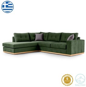 Γωνιακός καναπές δεξιά γωνία Boston pakoworld ύφασμα κυπαρισσί-ανθρακί 280x225x90εκ
