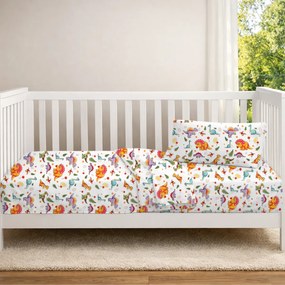 Σεντόνια Κούνιας (Σετ) Dimcol Dinosaur 520 White - Orange