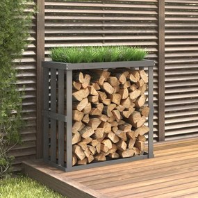 vidaXL Ξυλοθήκη Εξ. Χώρου Γκρι 108x52x106 εκ. από Μασίφ Ξύλο Πεύκου