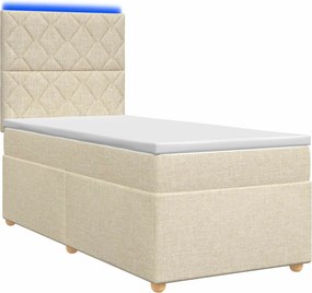 vidaXL Κρεβάτι box spring με στρώμα Κρεμ 90 x 190 cm Ύφασμα