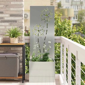 vidaXL Οθόνη Ιδιωτικότητας Κήπου Floral Ασημί 50 x 150 cm
