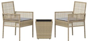 vidaXL Σετ Μπιστρό Κήπου 3 pcs Μπεζ Πολυ ράταν