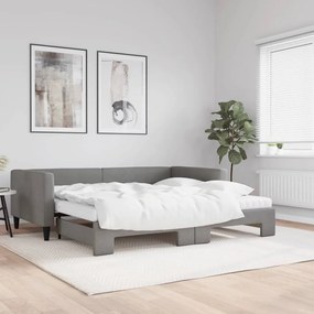 Καναπές Κρεβάτι Συρόμενος Σκ. γκρι 100x200εκ. Ύφασμα Στρώματα - Γκρι