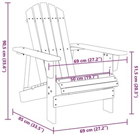 Καρέκλα Adirondack Γκρι 69x85x90,5 εκ. από Ξύλο Ελάτης - Γκρι