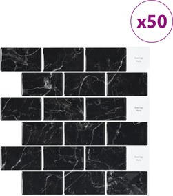 vidaXL Πλακάκι Subway 50 τεμ. Μαύρο Μάρμαρο 30 x 30 cm