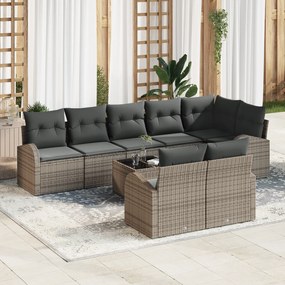 vidaXL Σετ 8 Τεμαχίων Καναπέ Κήπου με Μαξιλάρια Μαύρο Πολυ-ρατάν