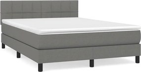 vidaXL Κρεβάτι Boxspring με Στρώμα Σκούρο Γκρι 140x190 εκ. Υφασμάτινο