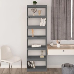 vidaXL Βιβλιοθήκη/Διαχωριστικό Χώρου Γκρι 60x30x199,5 εκ. Μασίφ Πεύκο