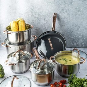 Σετ κατσαρόλες και τηγάνια Kinghoff KH 1765, 12 h, επαγωγή, Inox/ροζ χρυσό