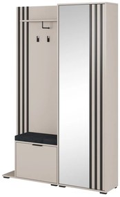 Έπιπλο Εισόδου Με Καθρέπτη & Μαξιλάρι Nelly 131x192x40cm White Kazmir-Anthracite Μελαμίνη