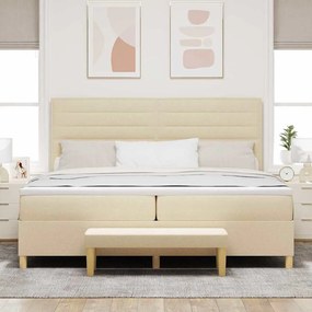 vidaXL Κρεβάτι με ελατήρια με στρώμα Κρεμ 200 x 200 cm ύφασμα