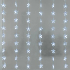 Κουρτίνα Αστέρια 48 LED Λαμπάκια 6,5cm Ψυχρό Λευκό Αντάπτορας  &amp; 8 Προγράμματα IP44 120cm 5m  Πράσινο Καλώδιο ACA X0848222