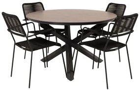 Σετ Τραπέζι και καρέκλες Dallas 3605, HPL, Μέταλλο, Σχοινί | Epipla1.gr
