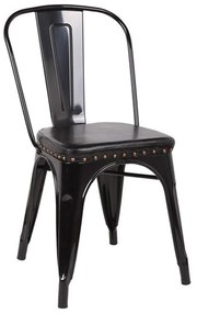 Καρέκλα Relix Ε5191Ρ,10 Μεταλλική Anttique Βlack/Pu Σκούρο Καφέ