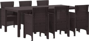 vidaXL Σέτ φαγητού για κήπο 7 pcs Καφέ Πολυπροπυλένιο
