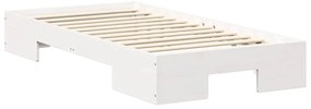 vidaXL Κρεβάτι δαπέδου Λευκό 90 x 200 cm Μασίφ ξύλο πεύκου