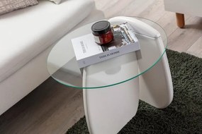 Stewehome Γυάλινο κέντρο και τραπεζάκι 2 τεμαχίων (Λευκό) 90x90x40 cm
