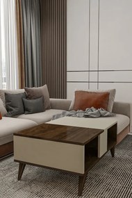 Stewehome Τραπέζι σαλονιού με ράφι ορθογώνιο μοντέρνο Μπεζ