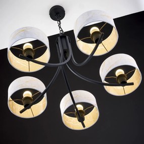 Κρεμαστό Πολύφωτο Arthur Φ75cm Μαύρο με Λευκό Ύφασμα