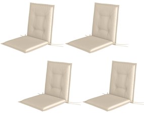 Outsunny Σετ 4 τεμαχίων Μαξιλάρια Καθίσματος 108 x 50 x 5 cm Μαξιλάρια Καρέκλας με κορδόνια, Μπεζ
