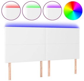 vidaXL Κεφαλάρι Κρεβατιού LED Λευκό 200x5x118/128 εκ