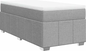 vidaXL Κρεβάτι Boxspring με Στρώμα Ανοιχτό Γκρι 100x200 εκ. Υφασμάτινο