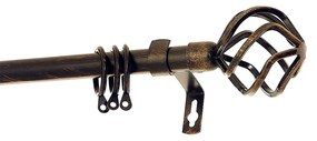 Κουρτινόξυλο Φ19mm Μονό Επεκτεινόμενο 160-300cm Με Άκρα Grace Ball Cage Black-Gold 790222