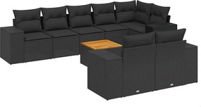 vidaXL Patio Sofa Set 9-θέσια Black
