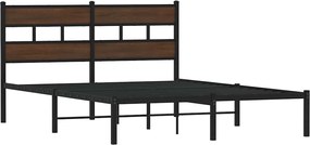vidaXL Σκελετός Κρεβατιού Χωρ. Στρώμα +Κεφαλάρι Καφέ Δρυς
