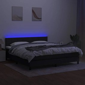 vidaXL Κρεβάτι Boxspring με Στρώμα &amp; LED Μαύρο 180x200 εκ. Υφασμάτινο