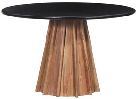 Τραπέζι Τραπεζαρίας Στρογγυλό Draxx HM9687 Φ120x76cm Από Μασίφ Ξύλο Ακακίας Μάρμαρο Black Marble,Wood