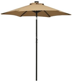 Ομπρέλα με LED Taupe 200 x 211 εκ. Αλουμινίου - Μπεζ-Γκρι