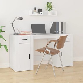 Γραφείο με Ντουλάπι Λευκό από Επεξεργασμένο Ξύλο - Λευκό
