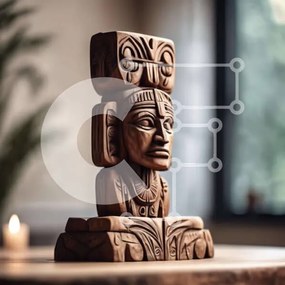 Intra Συλλεκτικό Ξύλινο Παζλ Plywood  4mm - Ξύλινο κοντάρι τοτέμ και κεριά Σε Ξύλινο Κουτί - Διαστάσεις Puzzle: 10x10 cm – 25 κομμάτια