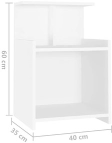 vidaXL Κομοδίνα 2 Τεμαχίων Λευκά 40 x 35 x 60 εκ. από Επεξ. Ξύλο