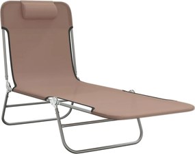 vidaXL Ξαπλώστρες Πτυσσόμενες 2 τεμ. Καφέ από Textilene &amp; Ατσάλι