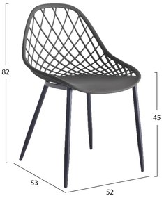 Καρέκλα LIO C9524.10 Πολυπροπυλενίου Γκρί με Μεταλλικά Πόδια Μαύρα 52x53x82Υεκ. 4αδα 52x53x82 εκ.