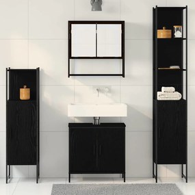 vidaXL Σετ Επίπλων Μπάνιου με πόρτα 4 pcs Μαύρο 33 x 33 x 185.5 εκ