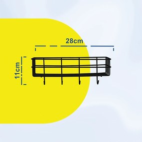 Επιτοίχιο Μεταλλικό Ράφι 28x10x11cm Άσπρο ή Μαύρο - Μαύρο