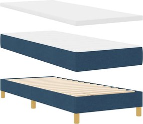 vidaXL LED Κρεβάτι με βάθρο με κεφαλάρι Μπλε 80 x 200 cm ύφασμα