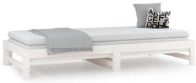 vidaXL Καναπές Κρεβάτι Συρόμενος Λευκός 2x(90x200) εκ. Μασίφ Πεύκο