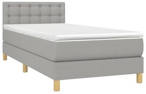 Κρεβάτι Boxspring με Στρώμα Ανοιχτό Γκρι 90x200 εκ. Υφασμάτινο - Γκρι