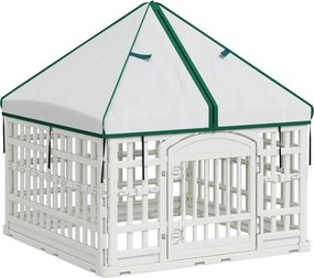 vidaXL 4 Πάνελ Τσουληθράκι με Σκεπή 88 x 88 x 112 εκ Πλαστικό Λευκό