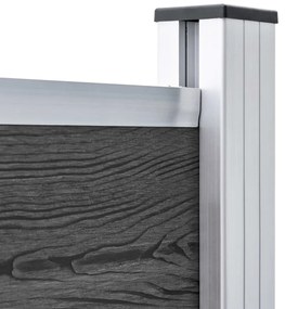 vidaXL Σετ Πάνελ Περίφραξης Μαύρο 872 x 146 εκ. από WPC