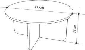 Τραπεζάκι σαλονιού Hillary Megapap χρώμα travertine Ø80x38εκ.
