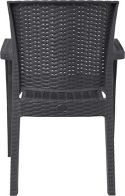 LORA-Pro Πολυθρόνα Στοιβαζόμενη, PP (Rattan Look) Απόχρωση Ανθρακί   1τμχ